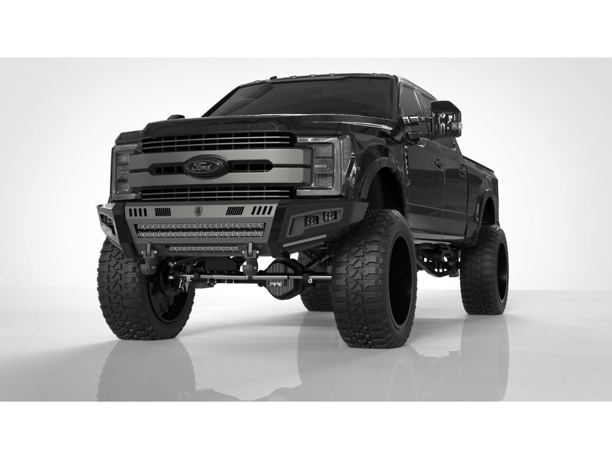 Road Armor Identity Front Bumper Full Kit | Shackle Center Section | Standard End Pods | Beauty Ring - Texture Black 2017-2022 Ford F-250 F-350