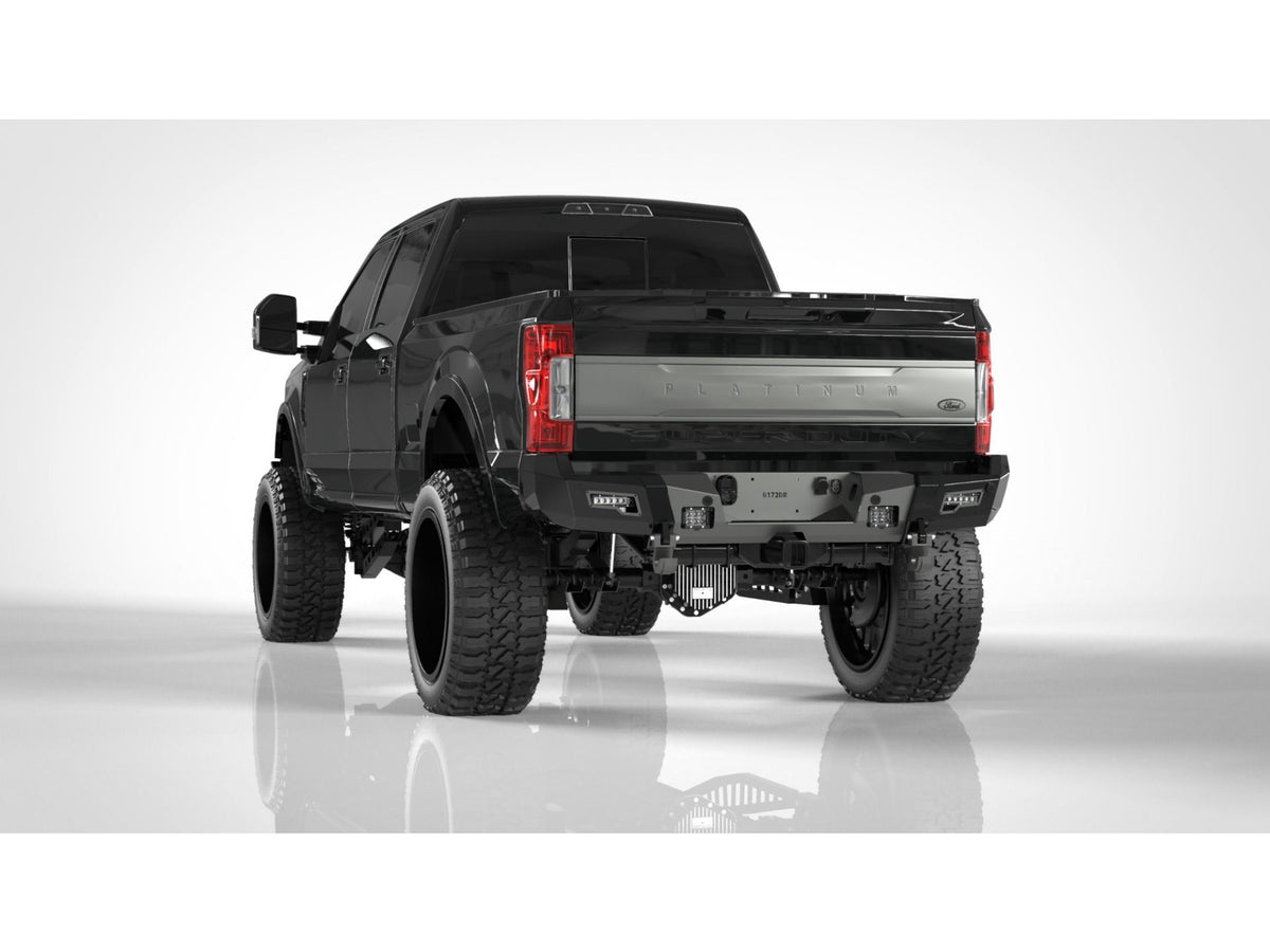 Road Armor Identity Rear Bumper Full Kit | Center Section | Shackle End Pods | Beauty Ring - Texture Black 2017-2022 Ford F-250/F-350/F-450