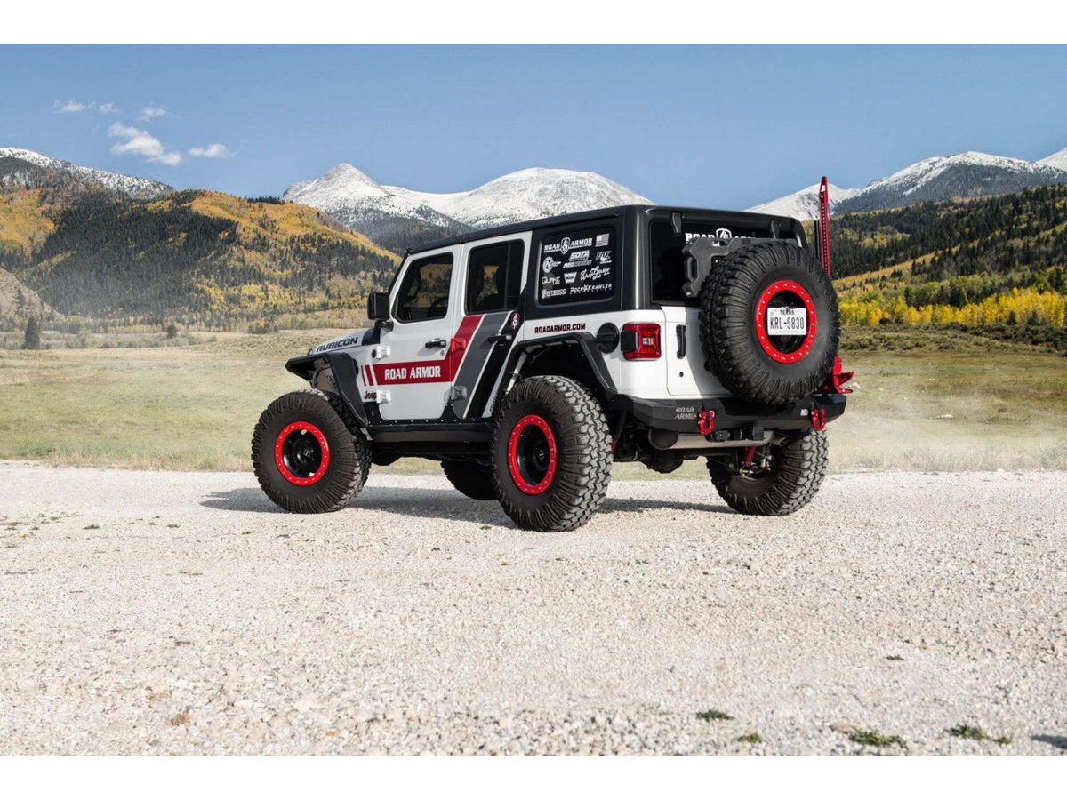 Road Armor Stealth Rear Mid Width Non-Winch Bumper | Tire Carrier - Texture Black 2018-2023 Jeep JL/JLU