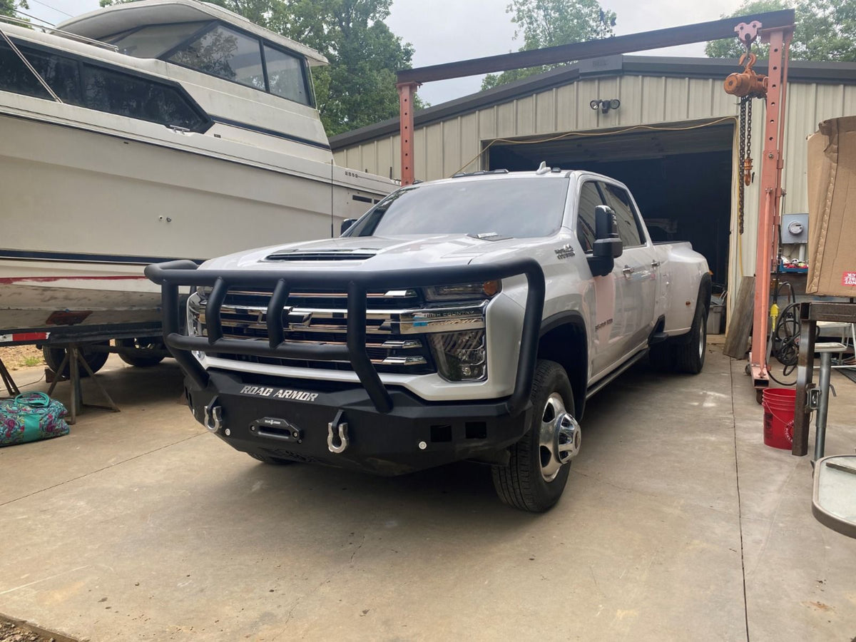 Road Armor Stealth Front Winch Bumper Titan II Guard - Texture Black 2020-2023 Chevrolet 2500/3500