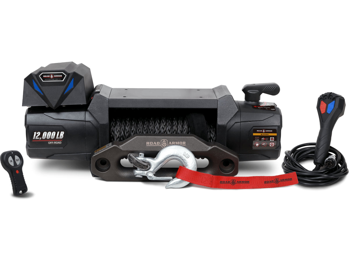 Road Armor Adventure Series 12,000 LB Non-Integrated 12v DC Electric Winch With Synthetic Rope