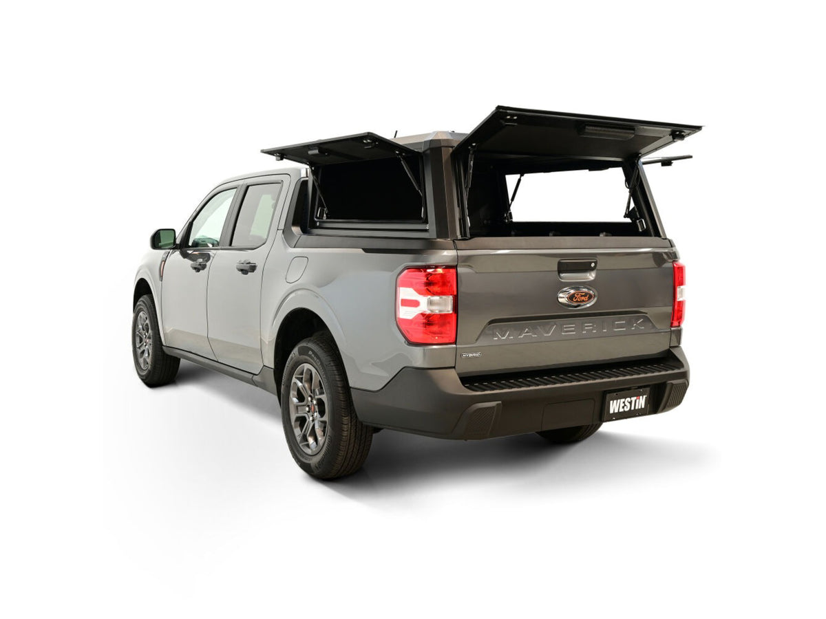 Ford Maverick with a EXP Truck Cap Hi-Top with Solid Front Glass Matte truck topper Black