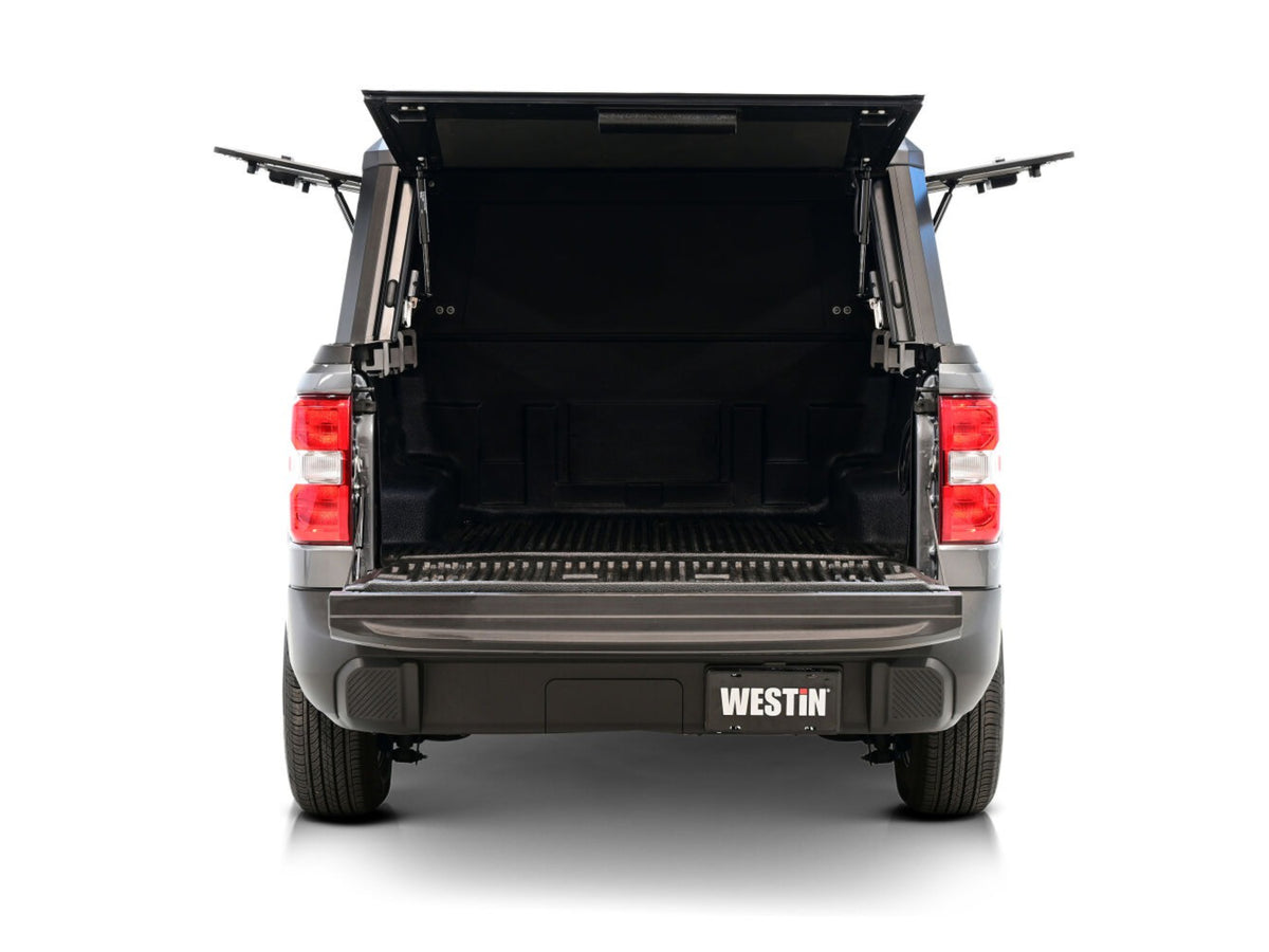 Ford Maverick with a EXP Truck Cap Hi-Top with Solid Front Glass Matte truck topper Black