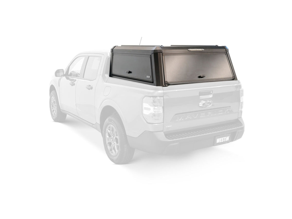 Ford Maverick with a EXP Truck Cap Hi-Top with Solid Front Glass Matte truck topper Black