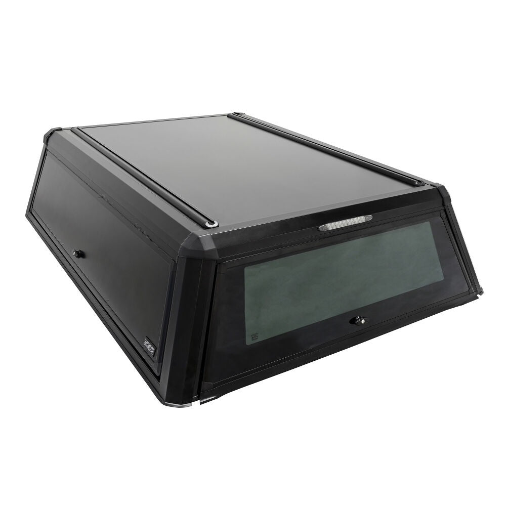 Black roof box on a white background