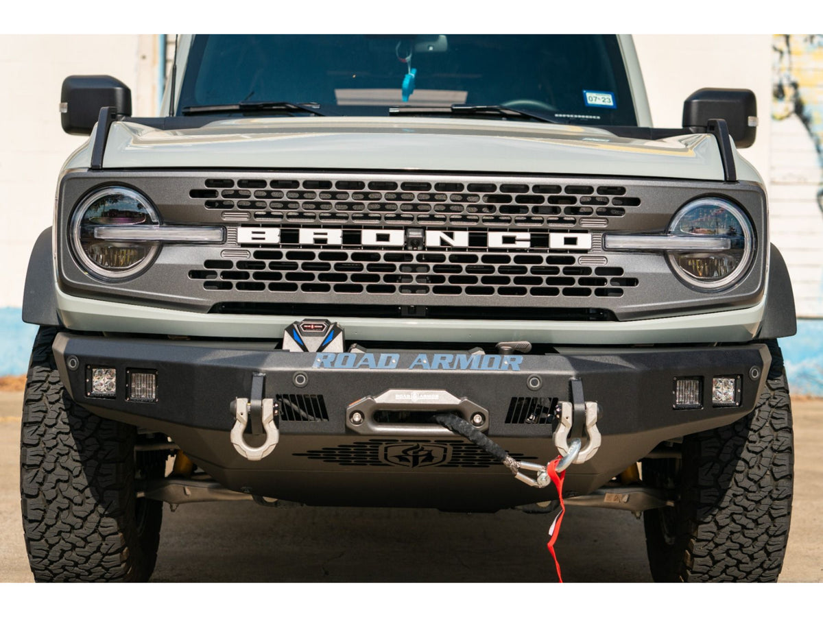 Road Armor Stealth Front Mid Width Winch Bumper - Texture Black 2021-2023 Ford Bronco
