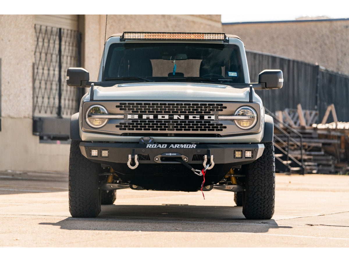 Road Armor Stealth Front Mid Width Winch Bumper - Texture Black 2021-2023 Ford Bronco