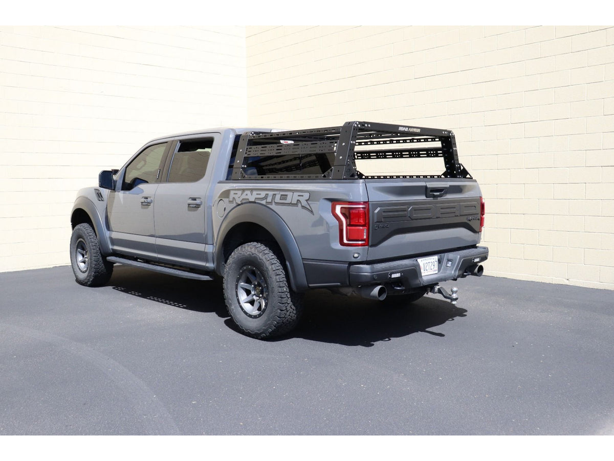 Road Armor Treck 6ft. Adjustable Bed Rack System | Includes Bracket Kit - Texture Black 2015-2022 Ford F-150 Raptor