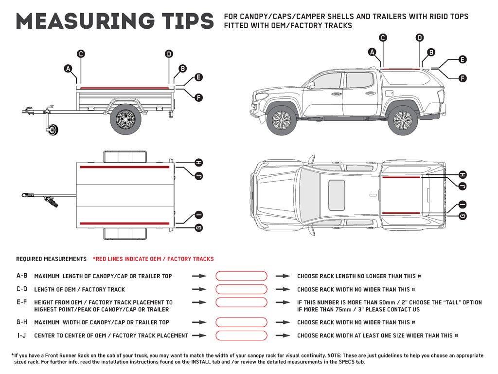 Front Runner Truck Canopy or Trailer with OEM Track Slimline II Rack Kit / Tall / 1255mm(W) X 954mm(L)