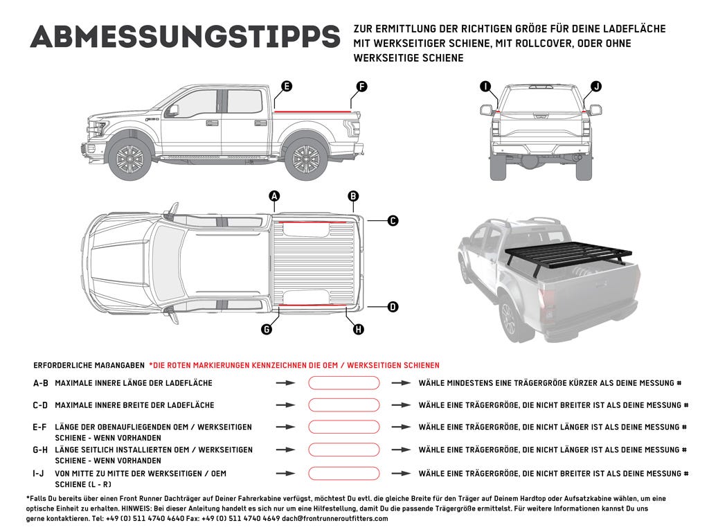 Front Runner Pickup Truck Load Bed Slimline II Rack Kit / 1255mm(W) x 1358mm(L)