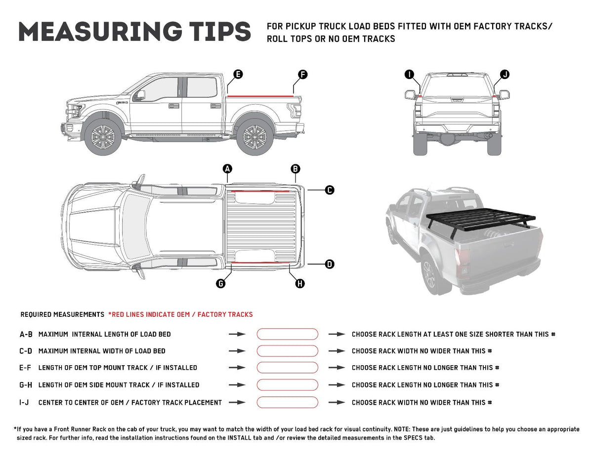 Front Runner Pickup Truck Slimline II Load Bed Rack Kit / 1165(W) x 1358(L)