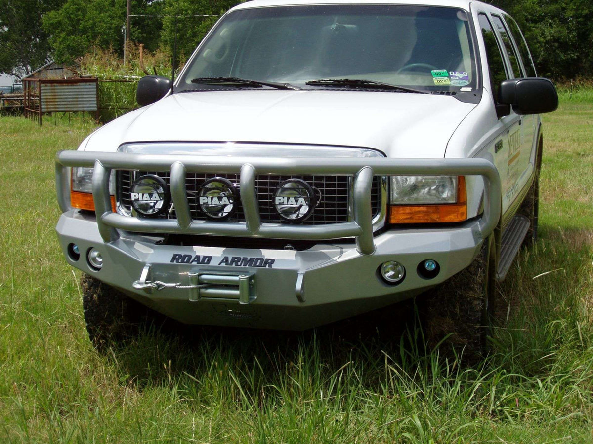 Road Armor Stealth Front Winch Bumper Titan II Guard | Round Holes - Texture Black 1999-2004 Ford F-250/F-350/F-450 Excursion