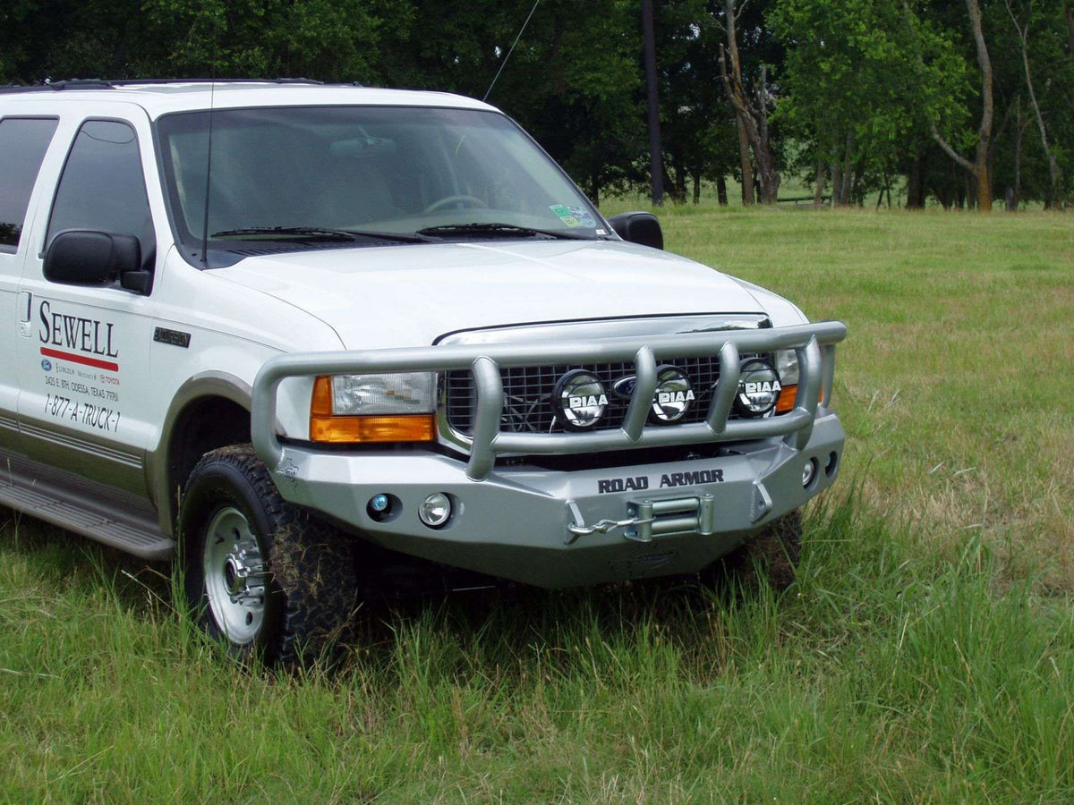 Road Armor Stealth Front Winch Bumper Titan II Guard | Round Holes - Texture Black 1999-2004 Ford F-250/F-350/F-450 Excursion