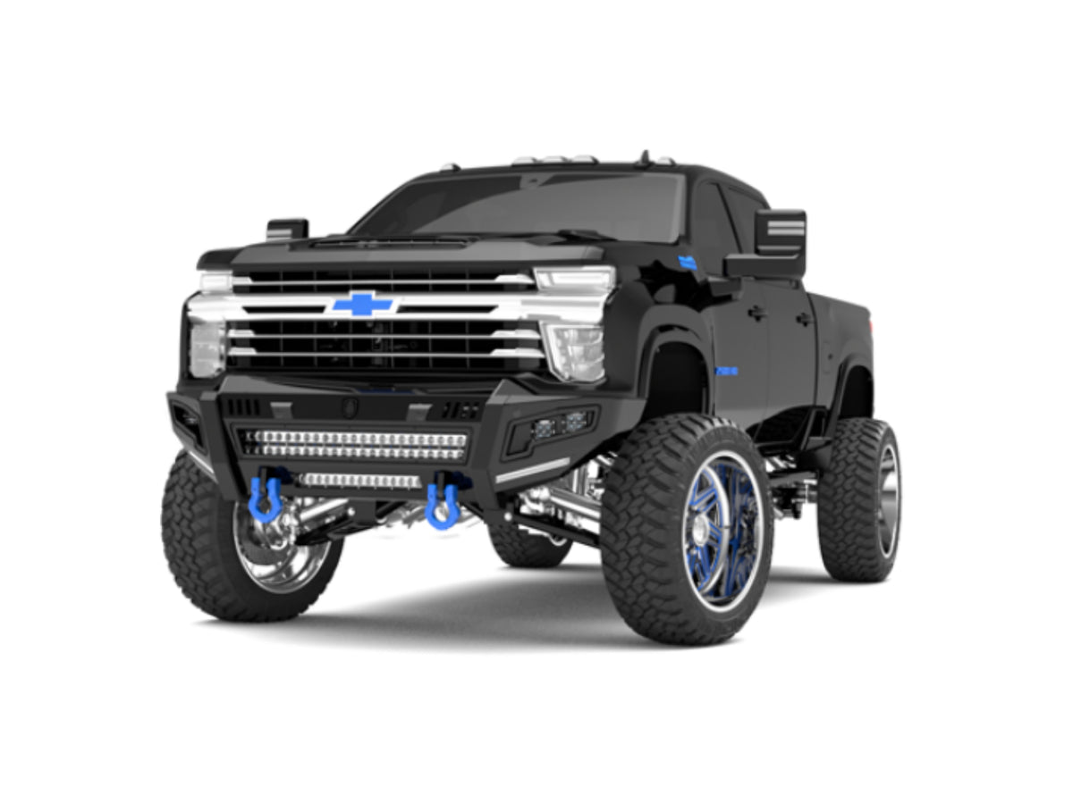 Road Armor Identity Front Bumper Full Kit | Shackle Center Section | Standard End Pods | Beauty Ring - Texture Black 2020-2023 Chevrolet 2500/3500