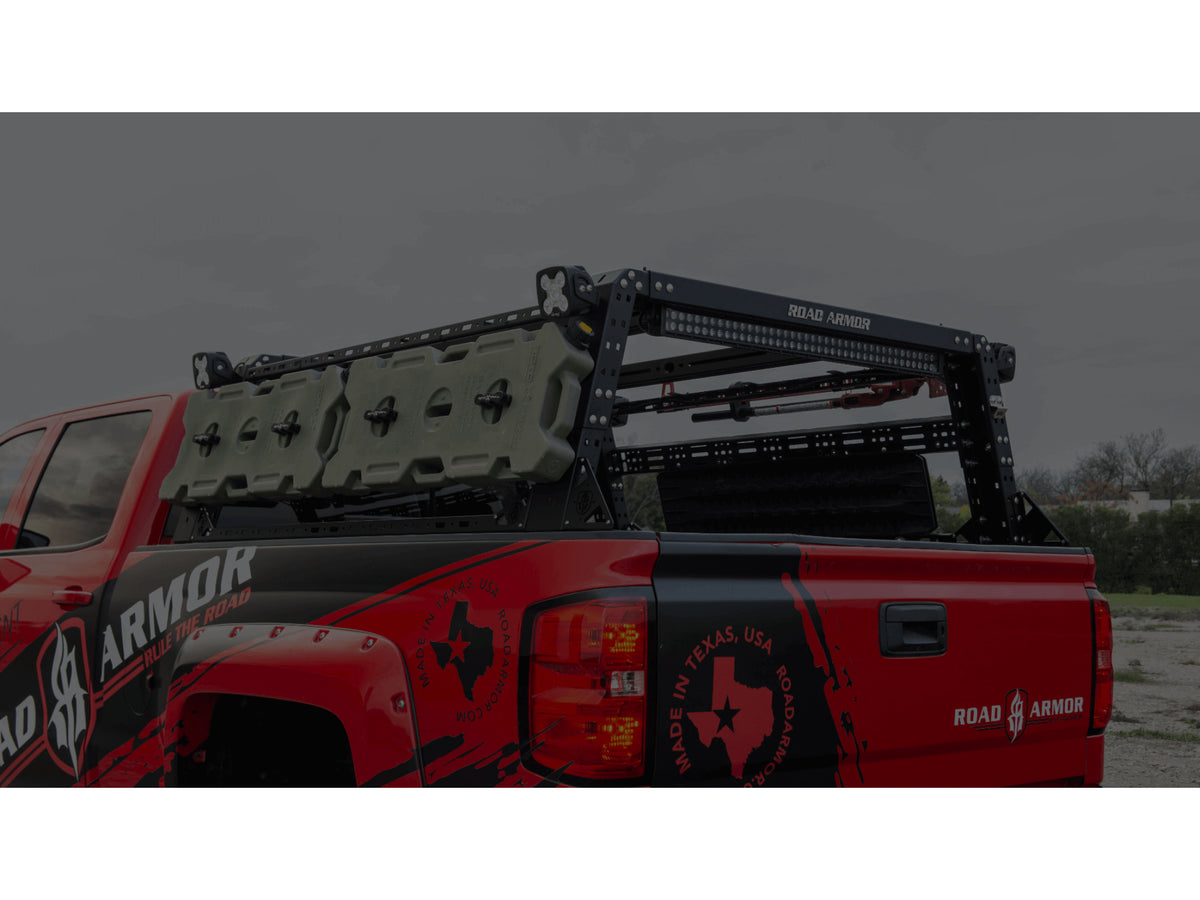 Road Armor Treck 6.5ft. Adjustable Bed Rack System | Overland Package | Includes Bracket Kit 2015-2022 GMC 2500 3500